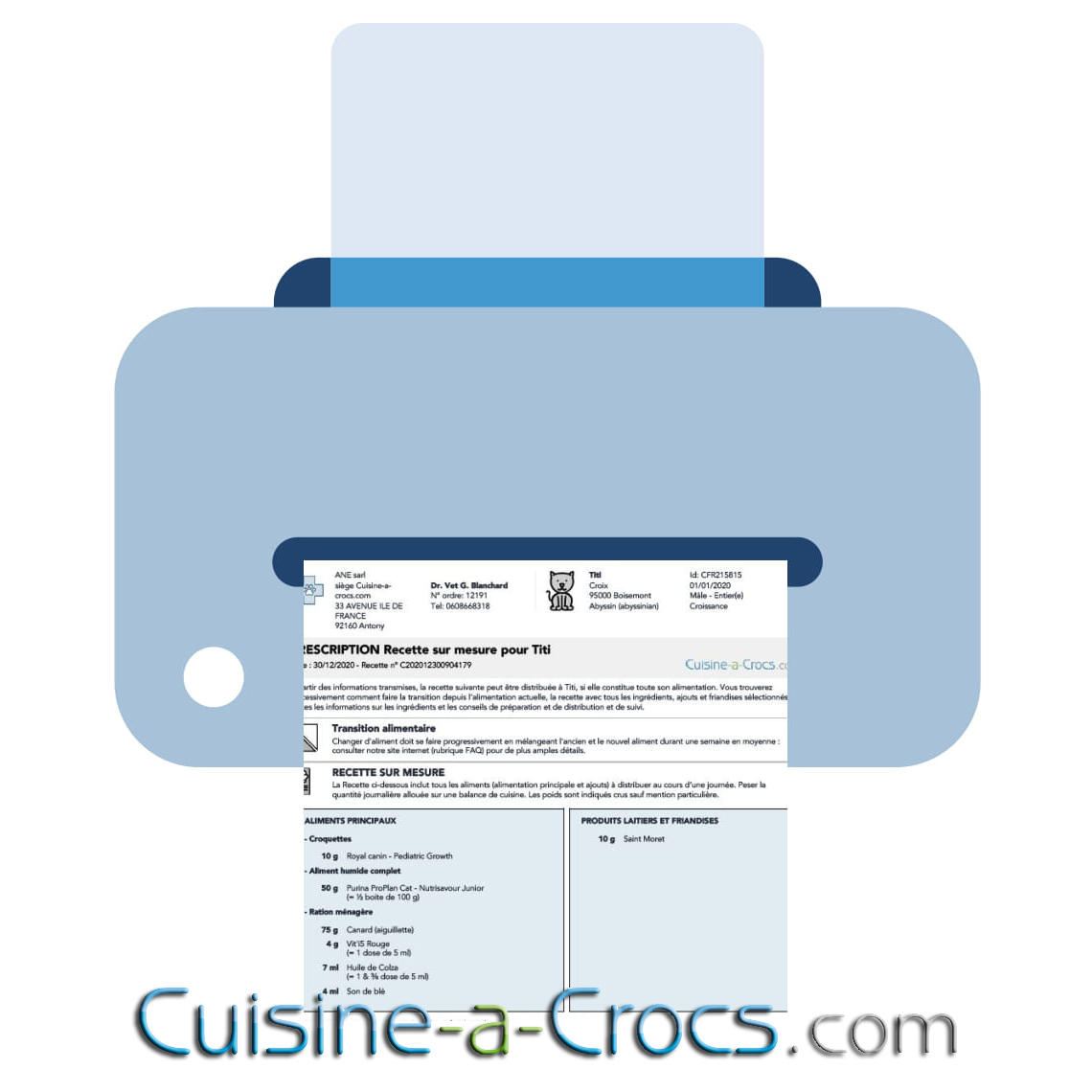 Prescription sur mesure pour un chaton en croissance avec pathologie - suivi Vet